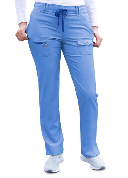 Adar Women's Slim Fit 6 Pocket Pant - White - Wine - Heather French Blue
