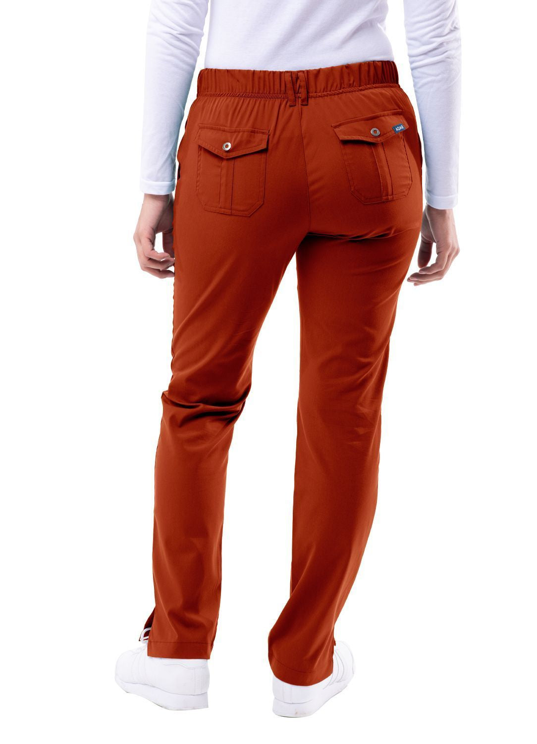 Adar Women's Slim Fit 6 Pocket Pant - Red Ochre - Royal Blue - Teal Blue