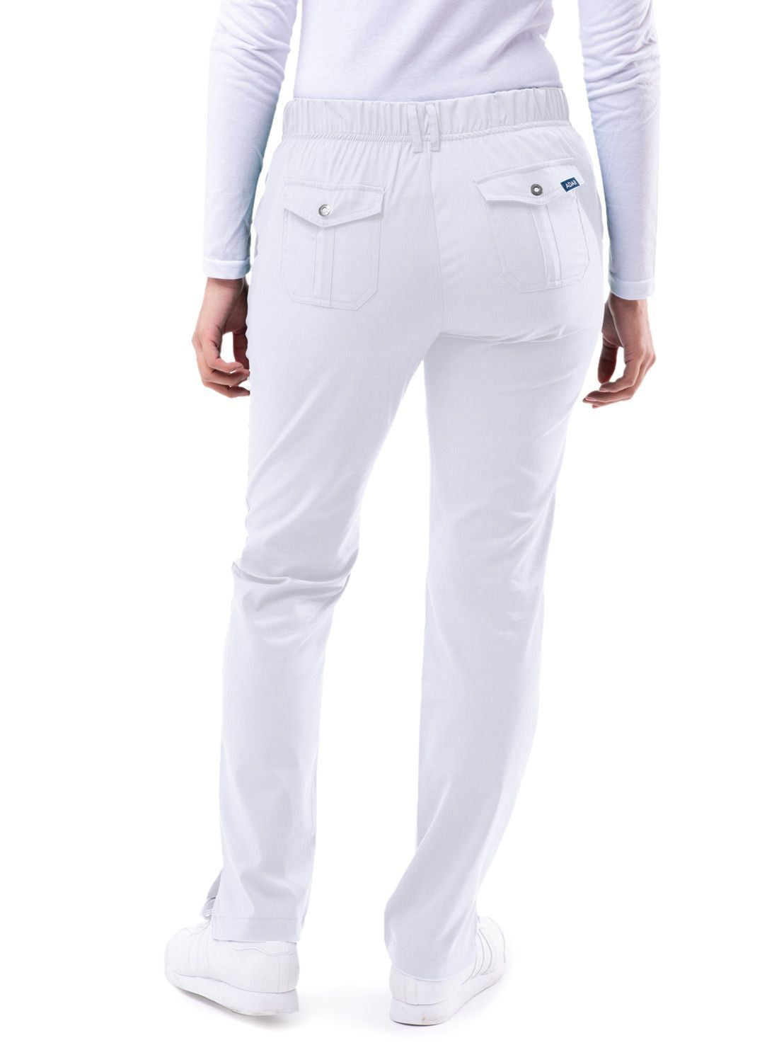 Adar Women's Slim Fit 6 Pocket Pant - White - Wine - Heather French Blue