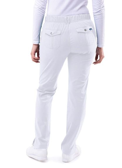 Adar Women's Slim Fit 6 Pocket Pant - White - Wine - Heather French Blue