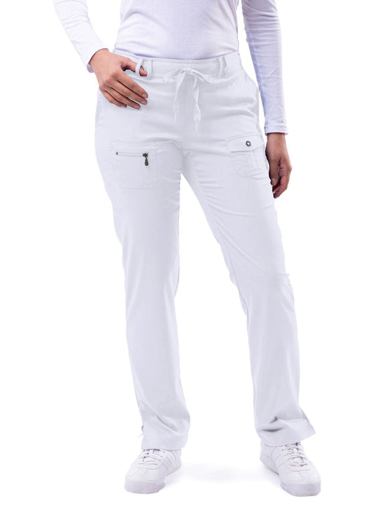 Adar Women's Slim Fit 6 Pocket Pant - White - Wine - Heather French Blue