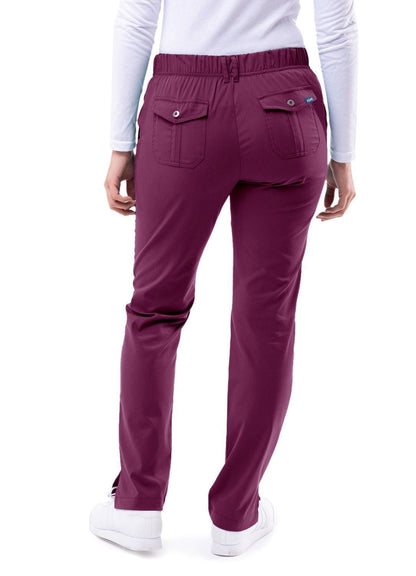Adar Women's Slim Fit 6 Pocket Pant - White - Wine - Heather French Blue