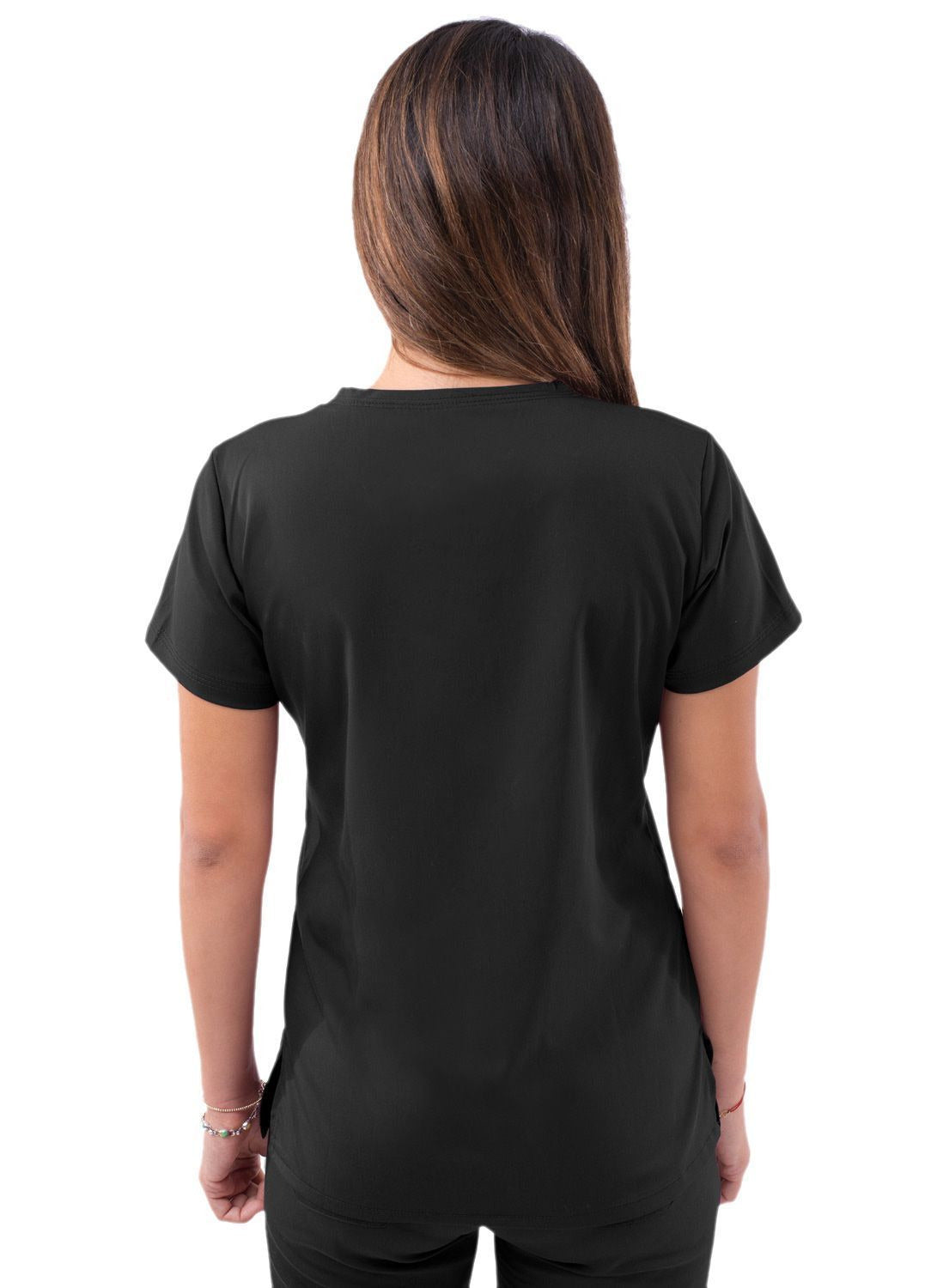 Adar Women’s Sweetheart V-neck Scrub Top - Black - Caribbean Blue - Ceil Blue