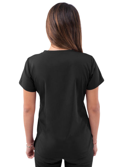Adar Women’s Sweetheart V-neck Scrub Top - Black - Caribbean Blue - Ceil Blue