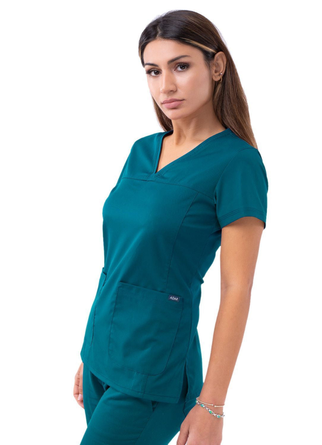 Adar Women’s Sweetheart V-neck Scrub Top 1