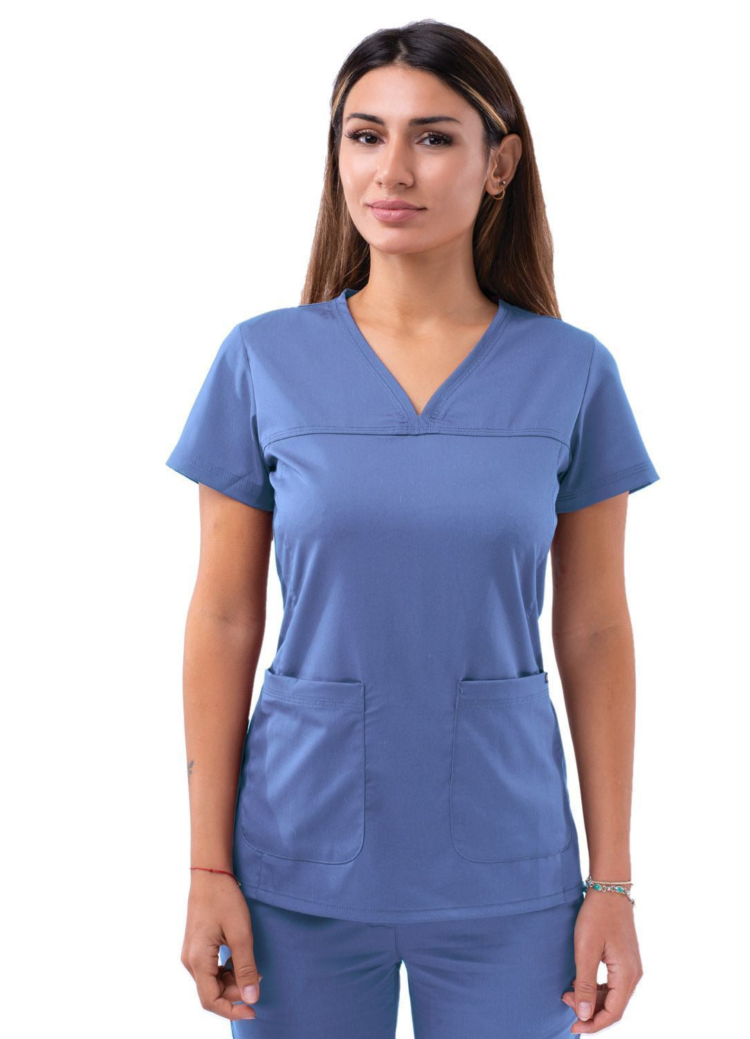 Adar Women’s Sweetheart V-neck Scrub Top 1