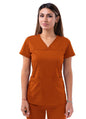 Adar Women’s Sweetheart V-neck Scrub Top - Cinnamon - Coffee - Red Ochre