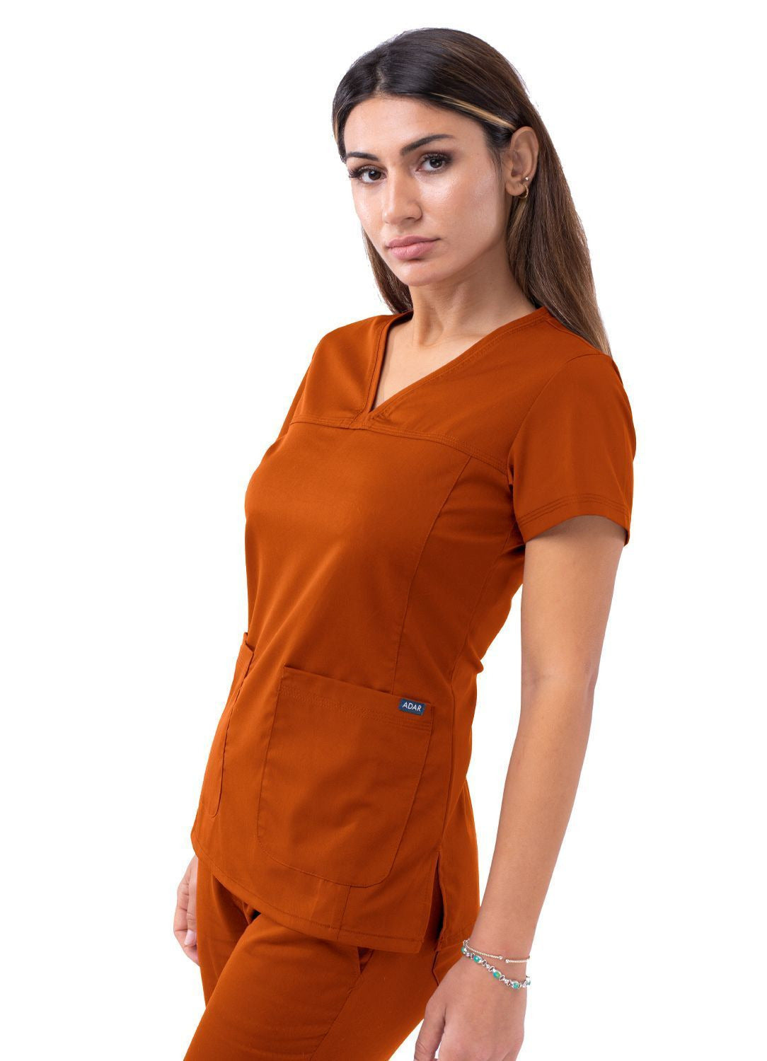 Adar Women’s Sweetheart V-neck Scrub Top 1