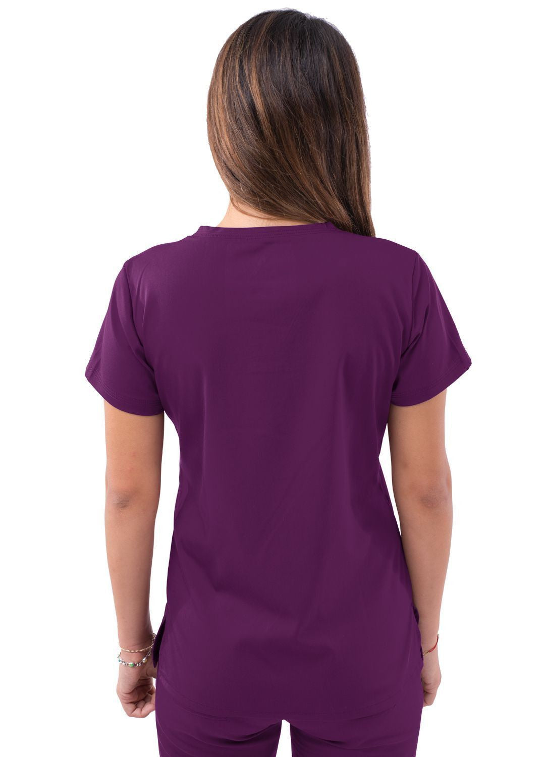 Adar Women’s Sweetheart V-neck Scrub Top - Eggplant - Hunter Green - Navy