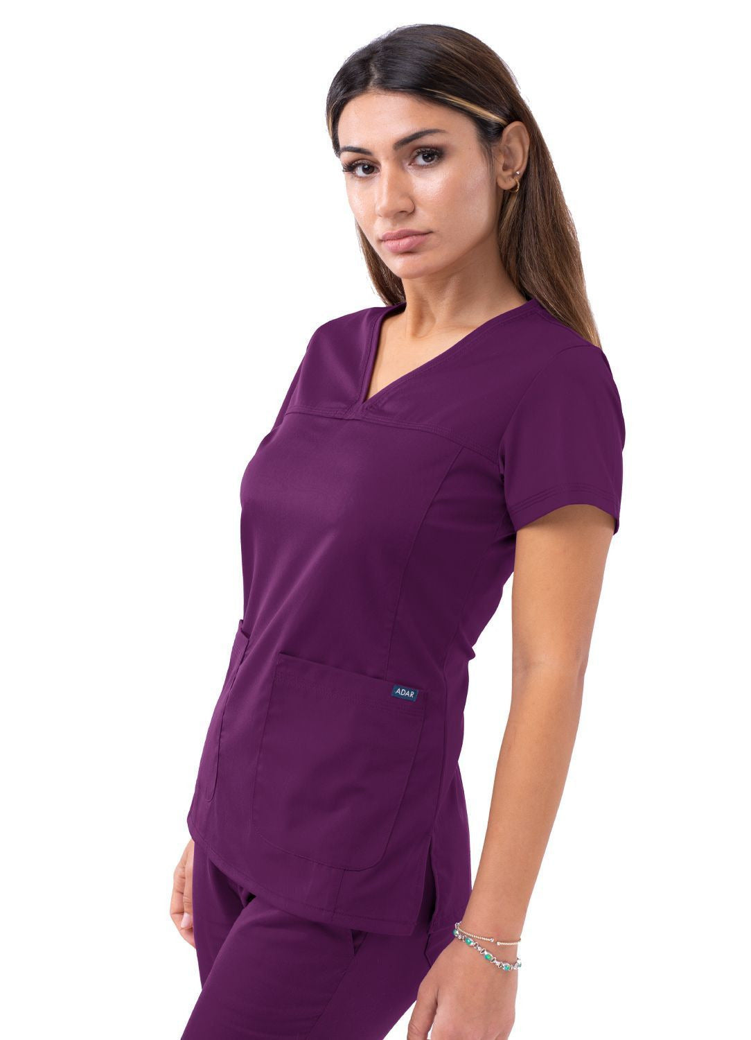 Adar Women’s Sweetheart V-neck Scrub Top 1