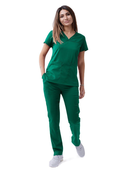 Adar Women’s Sweetheart V-neck Scrub Top - Eggplant - Hunter Green - Navy