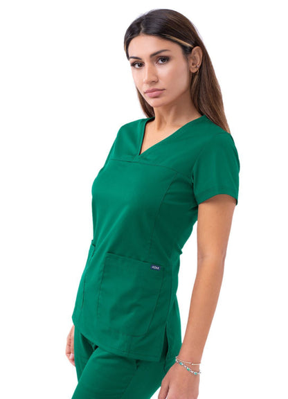 Adar Women’s Sweetheart V-neck Scrub Top - Eggplant - Hunter Green - Navy