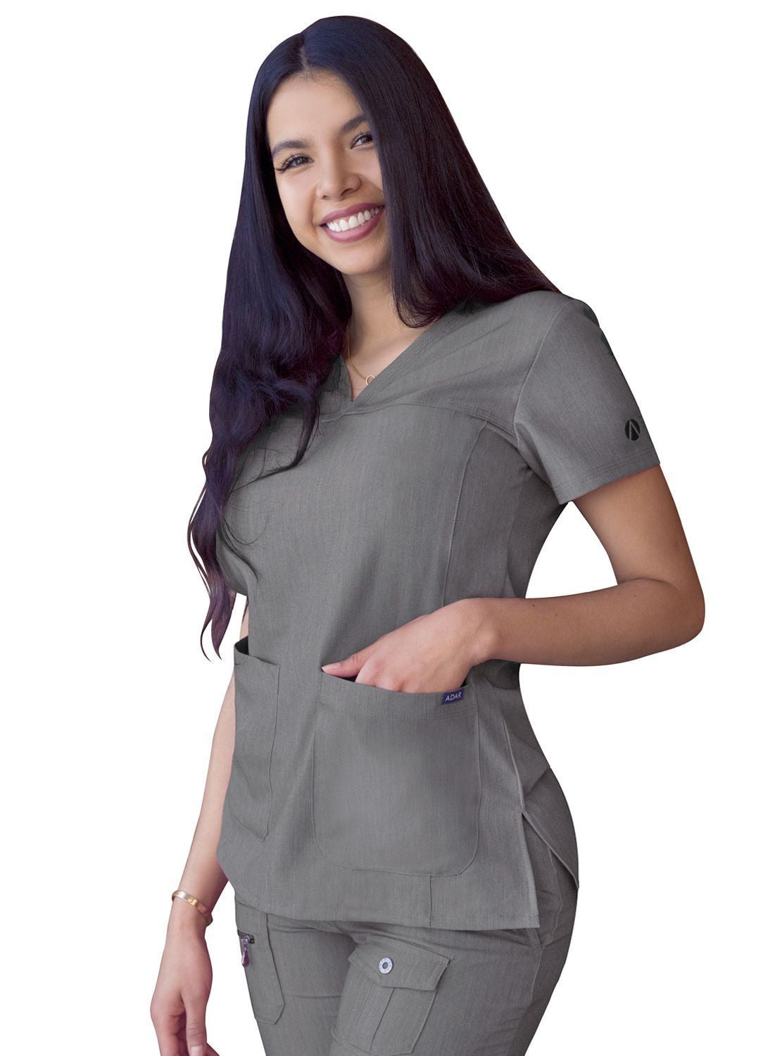 Adar Women’s Sweetheart V-neck Scrub Top 2