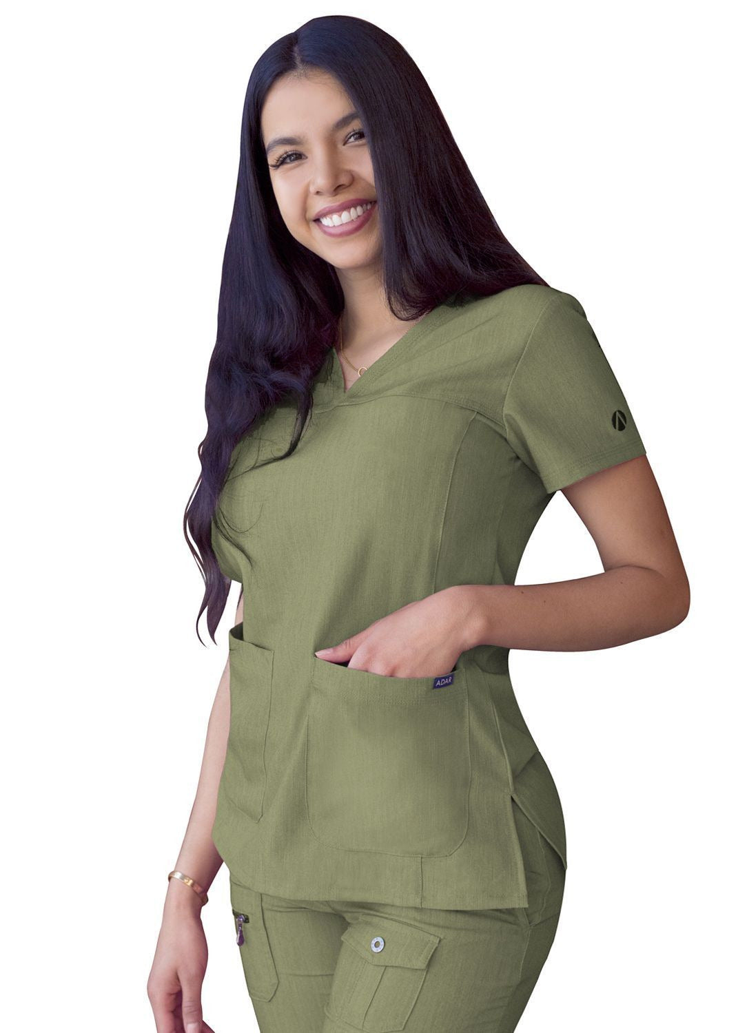 Adar Women’s Sweetheart V-neck Scrub Top 2
