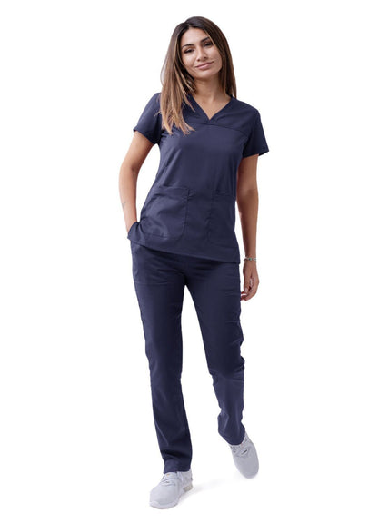 Adar Women’s Sweetheart V-neck Scrub Top - Eggplant - Hunter Green - Navy