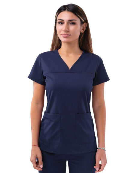 Adar Women’s Sweetheart V-neck Scrub Top - Eggplant - Hunter Green - Navy