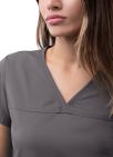 Adar Women’s Sweetheart V-neck Scrub Top - Pewter
