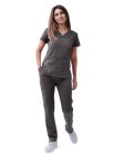 Adar Women’s Sweetheart V-neck Scrub Top - Pewter