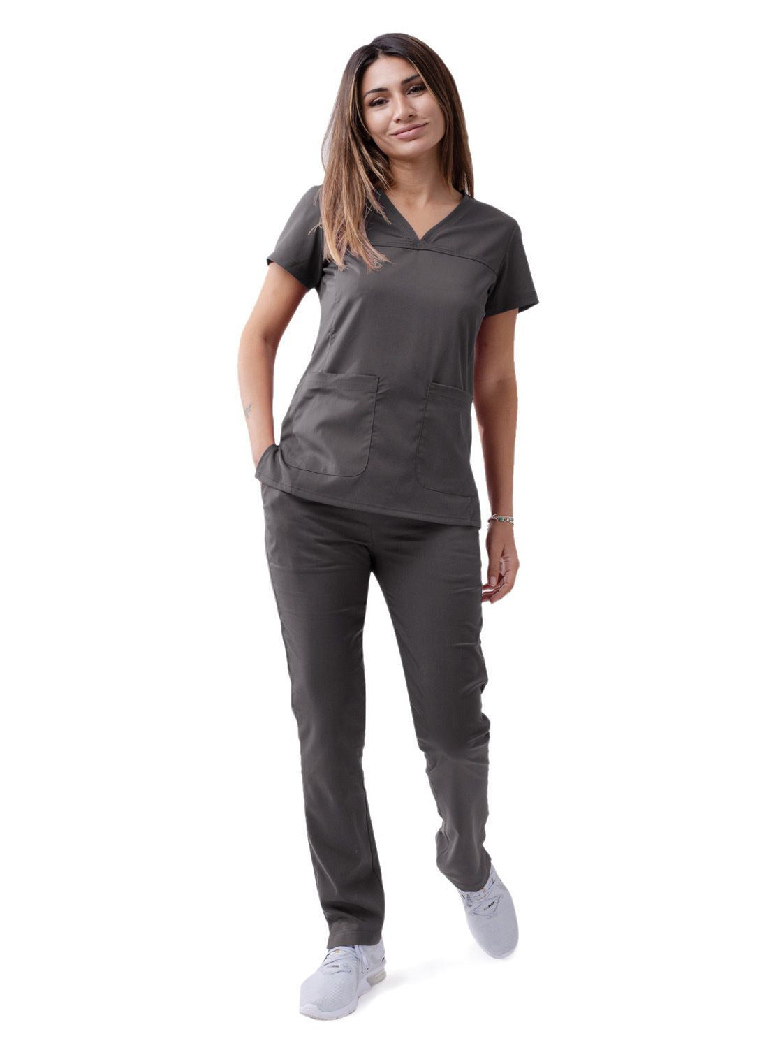 Adar Women’s Sweetheart V-neck Scrub Top 1