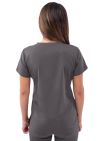 Adar Women’s Sweetheart V-neck Scrub Top - Pewter