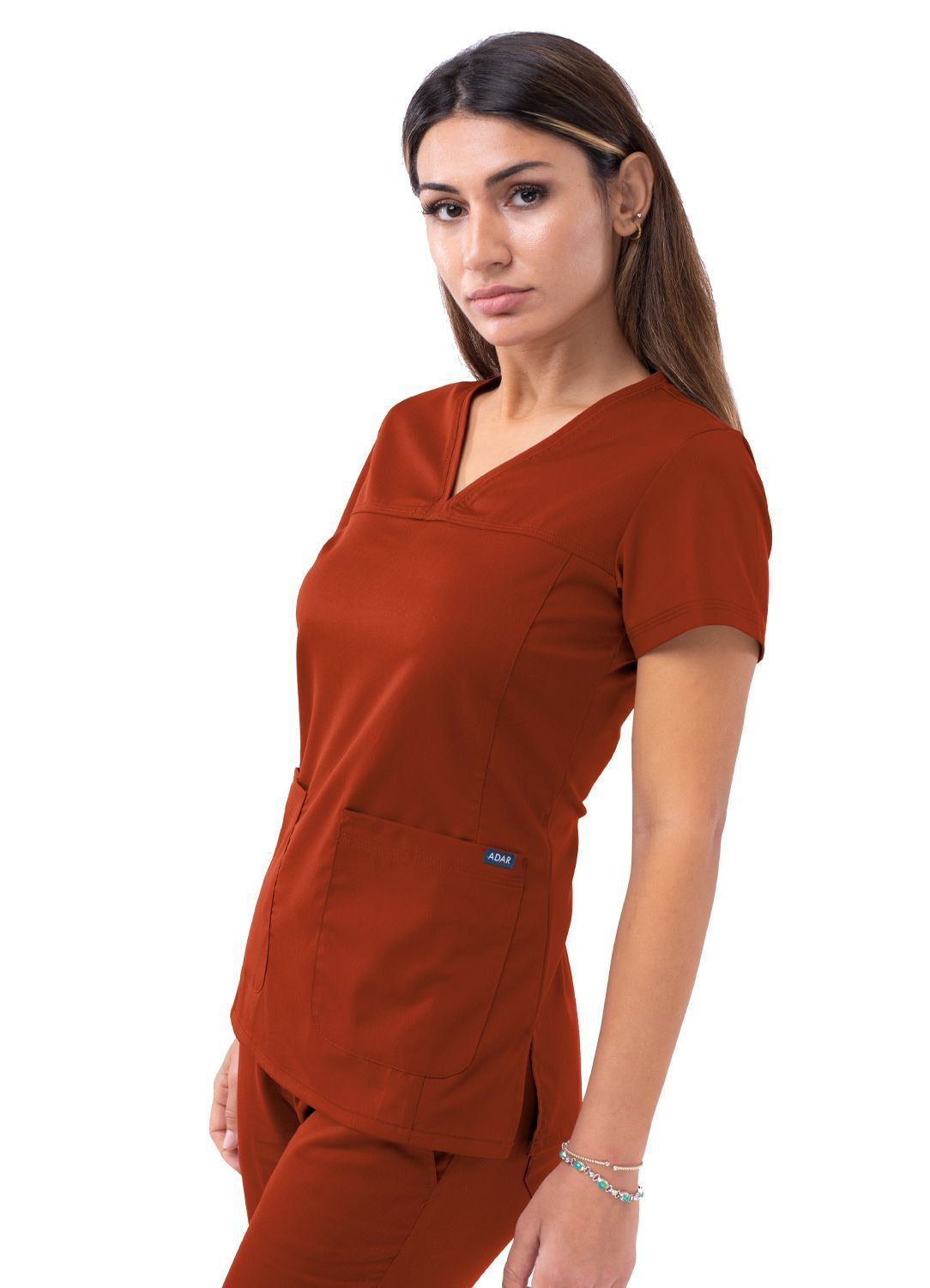 Adar Women’s Sweetheart V-neck Scrub Top 1