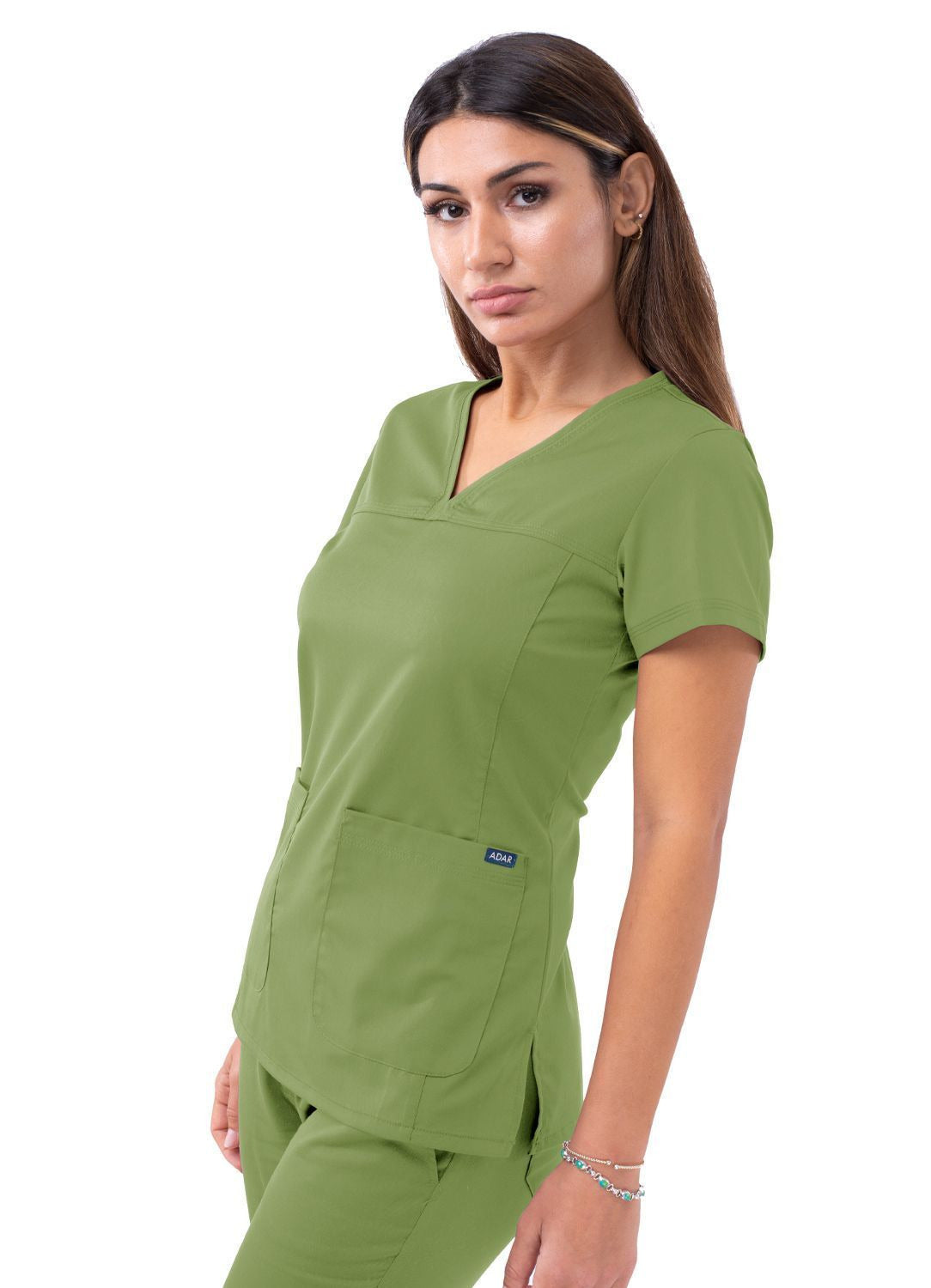 Adar Women’s Sweetheart V-neck Scrub Top 2