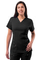 Adar Womens Elevated V-neck Scrub Top Apple - Black - Caribbean Blue