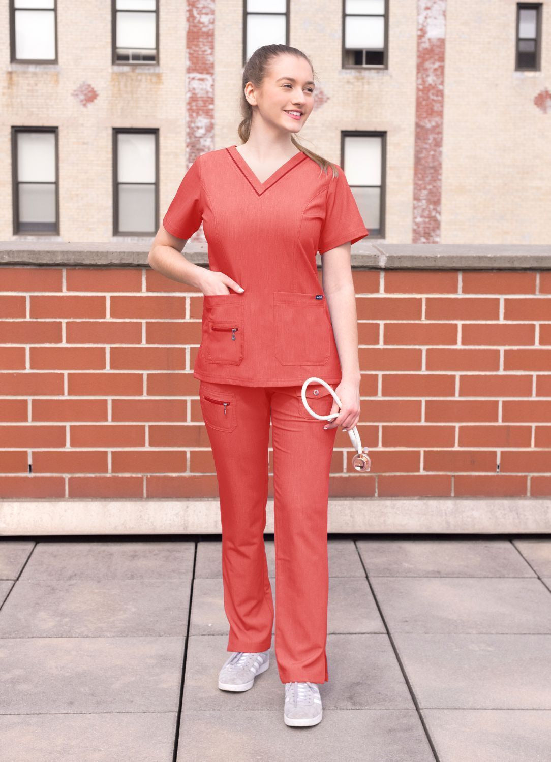 Adar Womens Elevated V-neck Scrub Top 2
