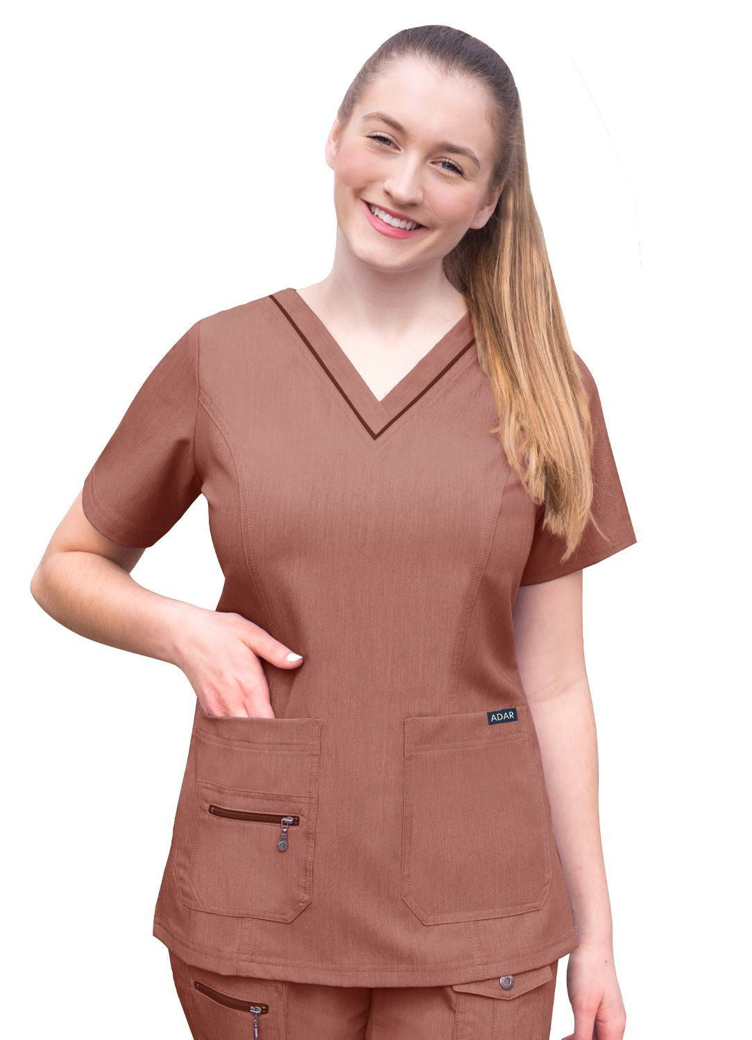 Adar Womens Elevated V-neck Scrub Top 2
