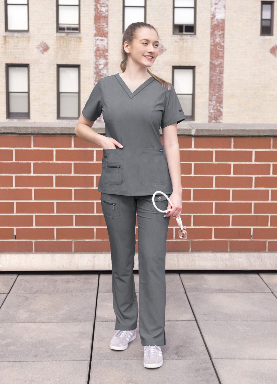 Adar Womens Elevated V-neck Scrub Top 2
