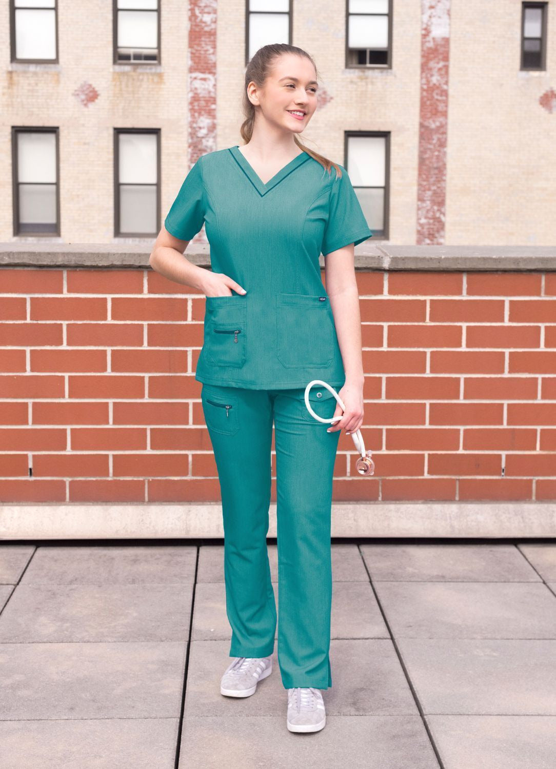 Adar Womens Elevated V-neck Scrub Top 2