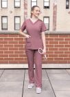 Adar Womens Elevated V-neck Scrub - Heather Wine