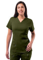 Adar Womens Elevated V-neck Scrub Top - Oliver - Pewter - Rapture Rose
