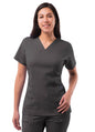 Adar Womens Elevated V-neck Scrub Top - Oliver - Pewter - Rapture Rose