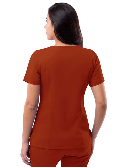 Adar Womens Elevated V-neck Scrub - Wine - Red Ochre - Wine - Spring Leaf