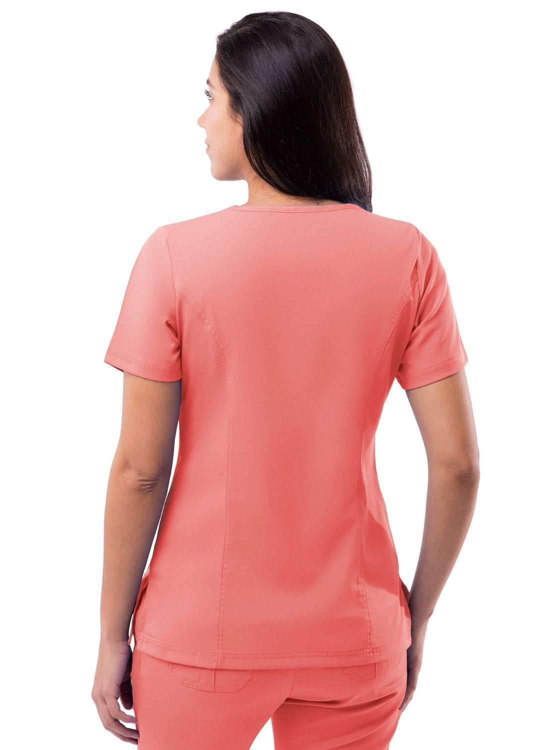 Adar Womens Elevated V-neck Scrub Top - Oliver - Pewter - Rapture Rose
