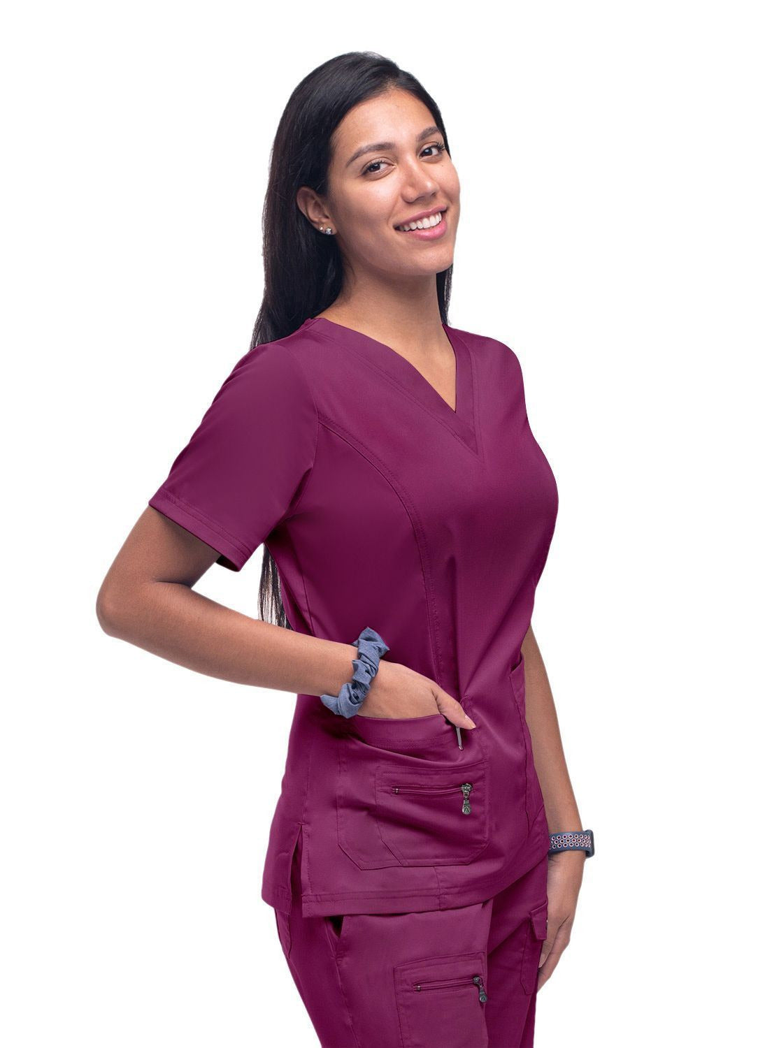 Adar Womens Elevated V-neck Scrub Top 2