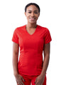 Adar Women's Modern V-Neck Scrub Top - Apple - Black - Caribbean Blue