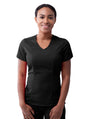 Adar Women's Modern V-Neck Scrub Top - Apple - Black - Caribbean Blue