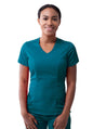 Adar Women's Modern V-Neck Scrub Top - Apple - Black - Caribbean Blue