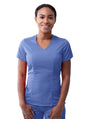 Adar Women's Modern V-Neck Scrub Top - Ceil Blue - Cinnamon - Coffee