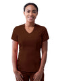 Adar Women's Modern V-Neck Scrub Top - Ceil Blue - Cinnamon - Coffee