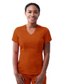 Adar Women's Modern V-Neck Scrub Top - Ceil Blue - Cinnamon - Coffee