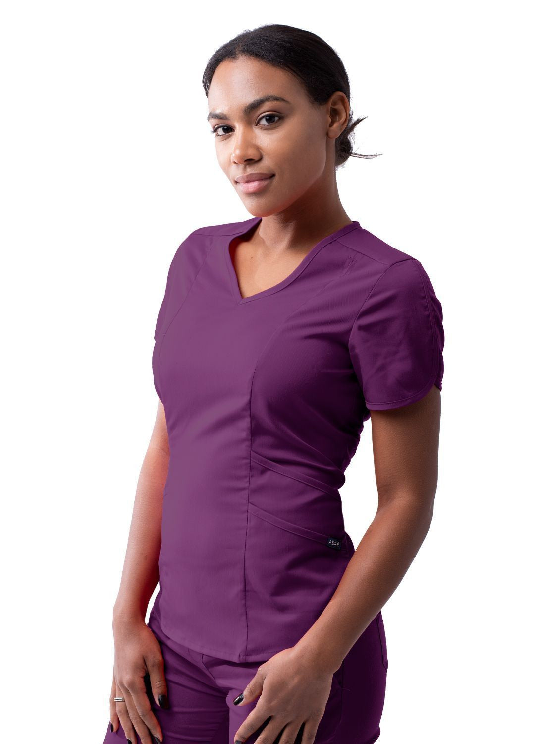 Adar Women's Modern V-Neck Scrub Top 1