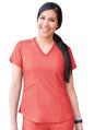 Adar Women's Modern V-Neck Scrub Top - Heather Hunter - Heather Coffee - Heather Apple
