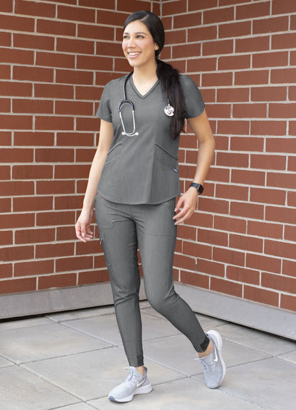 Adar Women's Modern V-Neck Scrub Top 2