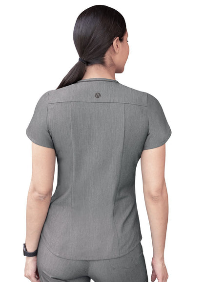 Adar Women's Modern V-Neck Scrub Top - Heather French Blue - Heather Grey