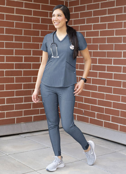 Adar Women's Modern V-Neck Scrub Top 3