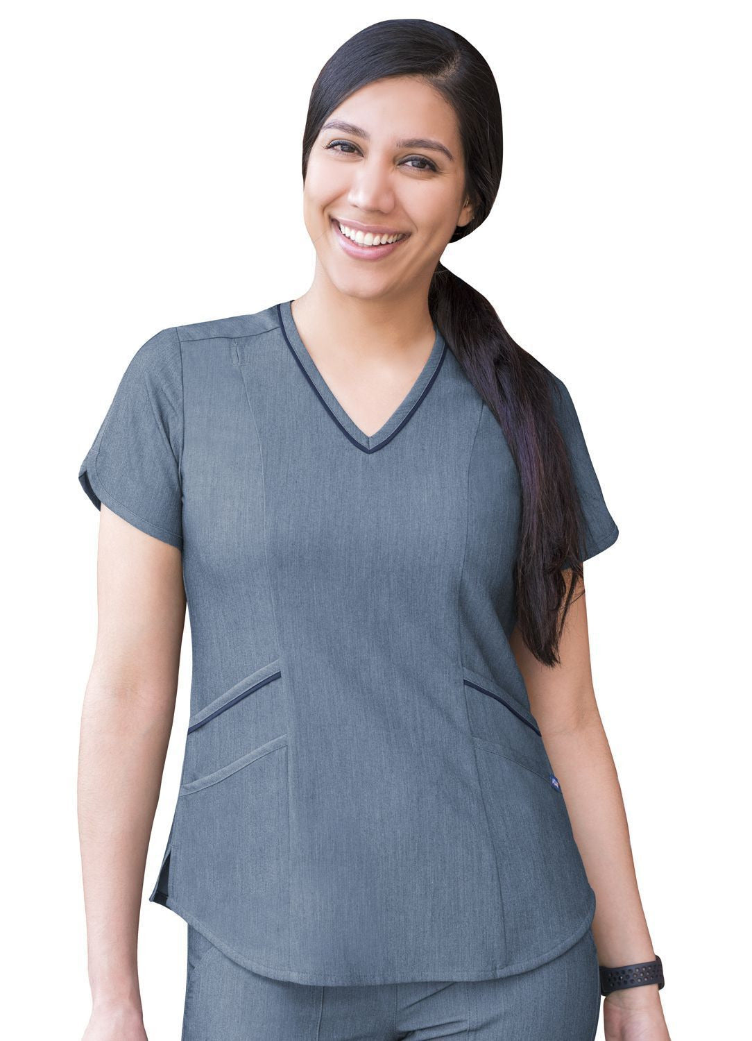 Adar Women's Modern V-Neck Scrub Top 3