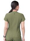 Adar Women's Modern V-Neck Scrub Top - Heather French Olive - Heather Wine